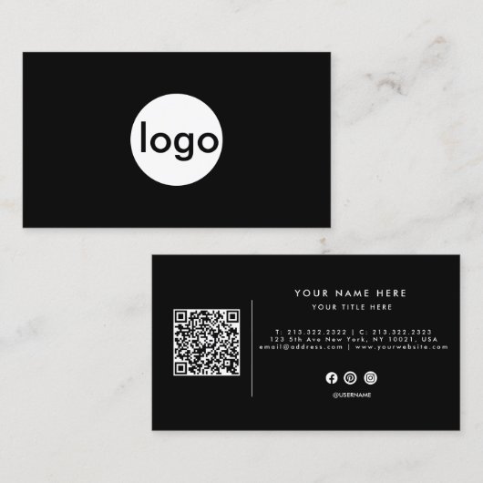 Carte De Visite Code QR de conception de logo professionnel (Devant / Derrière)