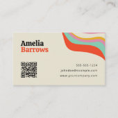 Carte De Visite Code QR de conception rétro funky couleur moderne (Devant)