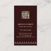 Carte De Visite Code QR de conception tribale turquoise en terre c (Dos)