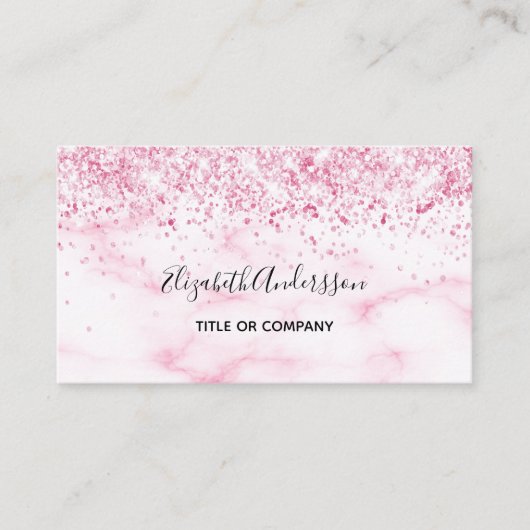 Carte De Visite Code QR de confetti en marbre rose (Devant)