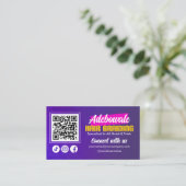 Carte De Visite Code QR de connexion aux cheveux africains violets (Debout devant)