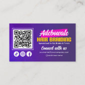 Carte De Visite Code QR de connexion aux cheveux africains violets (Devant)