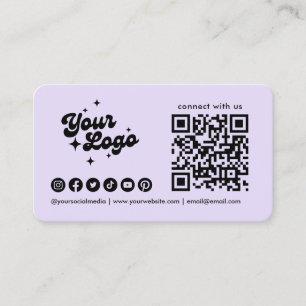 Carte De Visite Code QR de connexion avec nous Logo lilas violet