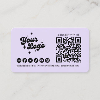 Carte De Visite Code QR de connexion avec nous Logo lilas violet