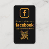 Carte De Visite Code QR de connexion Facebook Elegant Gold (Devant)