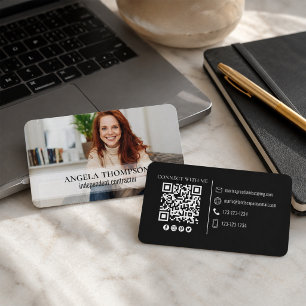 Carte De Visite Code QR de connexion photo minimaliste simple mode