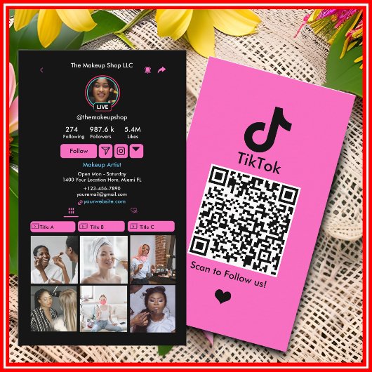 Carte De Visite Code QR de connexion TikTok
