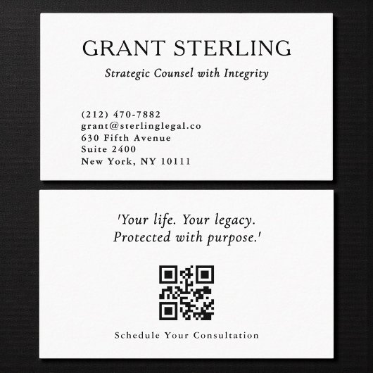 Carte De Visite Code QR de conseil juridique moderne