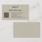 Carte De Visite Code QR de Conseiller Financier Moderne (Devant / Derrière)