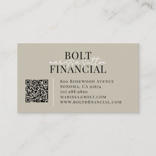 Carte De Visite Code QR de Conseiller Financier Moderne (Devant)