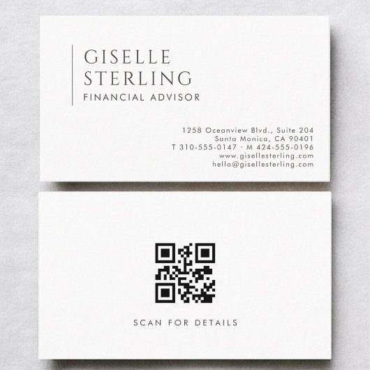 Carte De Visite Code QR de Conseiller Financier Moderne Profession