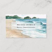 Carte De Visite Code QR de conservateur marin côtier à l'aquarelle (Devant)
