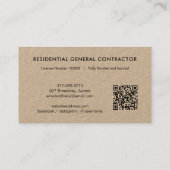 Carte De Visite Code QR de constructeur moderne (Dos)