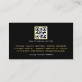 Carte De Visite Code QR de construction Black Gold (Dos)
