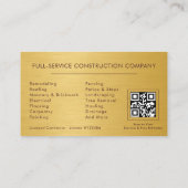 Carte De Visite Code QR de construction de bâtiment en métal doré (Dos)