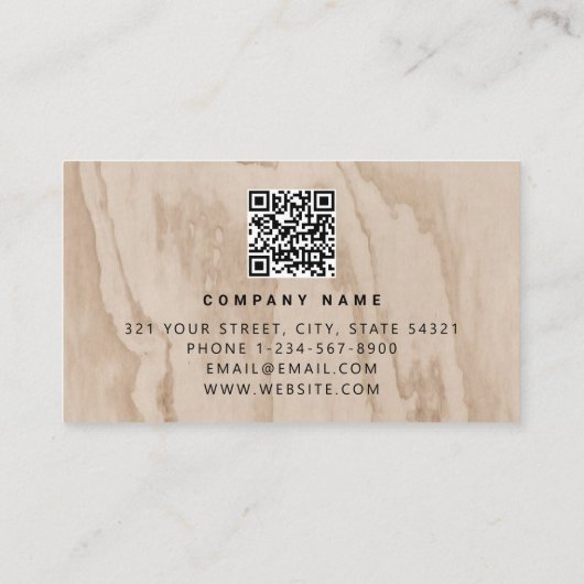 Carte De Visite Code QR de construction de charpentier en bois mar (Dos)
