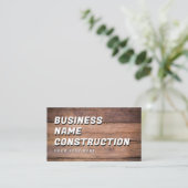 Carte De Visite Code QR de construction en bois Bold Rustique (Debout devant)