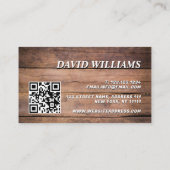 Carte De Visite Code QR de construction en bois Bold Rustique (Dos)