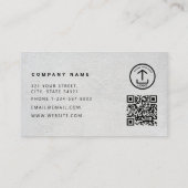 Carte De Visite Code QR de construction métallisé argent béton (Dos)