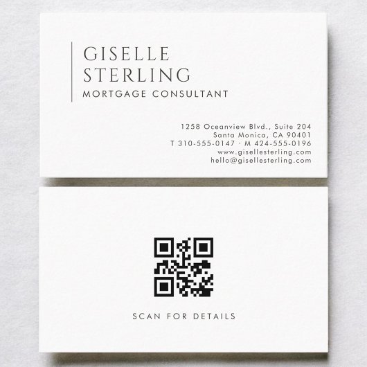 Carte De Visite Code QR de consultant en prêt hypothécaire moderne