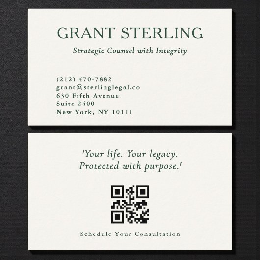 Carte De Visite Code QR de consultant juridique minimal de luxe