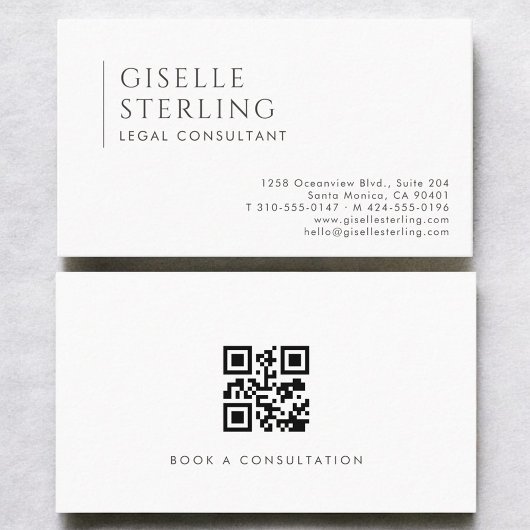 Carte De Visite Code QR de consultant juridique moderne profession