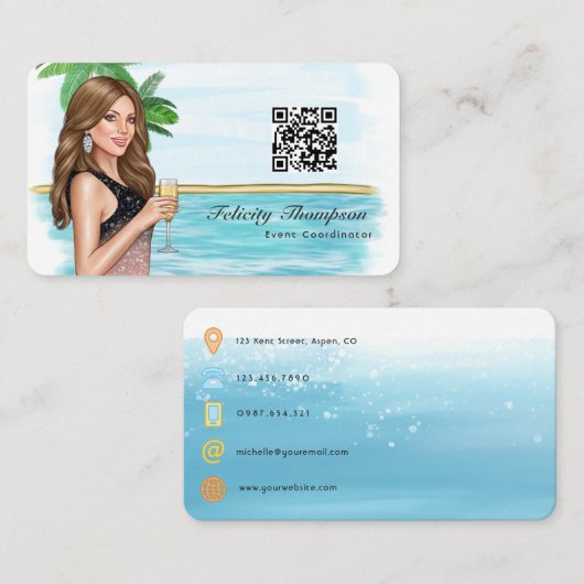 Carte De Visite Code QR de coordinateur d'événement (Devant / Derrière)