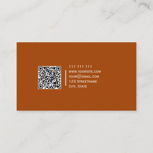 Carte De Visite Code QR de couleur unie Moderne Élégant Roux (Dos)