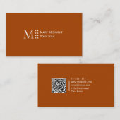 Carte De Visite Code QR de couleur unie Moderne Élégant Roux (Devant / Derrière)