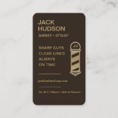 Carte De Visite Code QR de coupe de cheveux de barbier Mocha Brun (Devant)