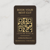 Carte De Visite Code QR de coupe de cheveux de barbier Mocha Brun (Dos)