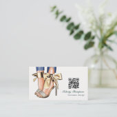 Carte De Visite Code QR de créateur de mode Glam Chic Gold (Debout devant)