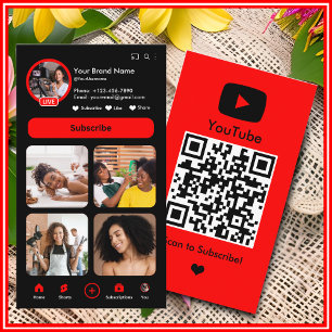 Carte De Visite Code QR de créateur de vlogueurs d'influenceur You
