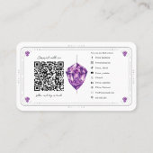 Carte De Visite Code QR de cristal d'améthyste violet pour les méd (Dos)