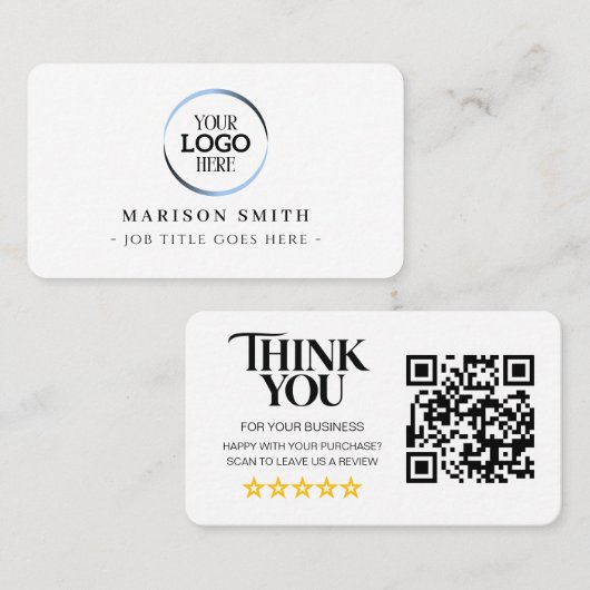 Carte De Visite Code QR de critiques d'entreprise (Devant / Derrière)
