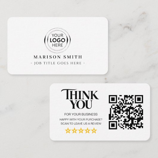 Carte De Visite Code QR de critiques d'entreprise (Devant / Derrière)