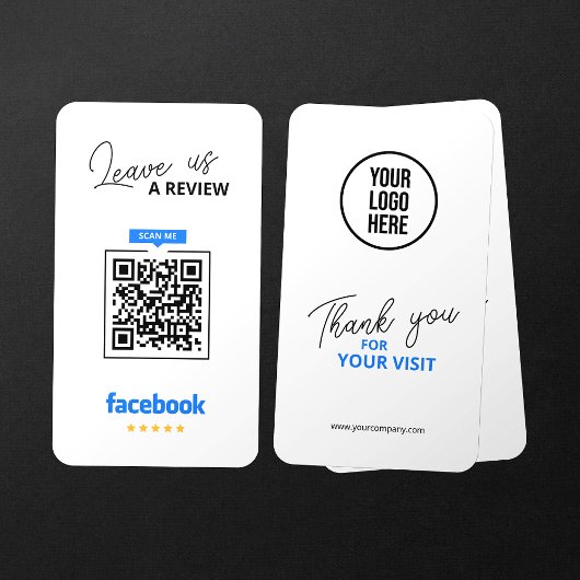 Carte De Visite Code QR de critiques Facebook Lien de critique d'e