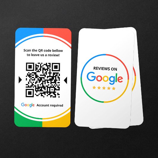 Carte De Visite Code QR de critiques Google 5 étoiles pour l'avis