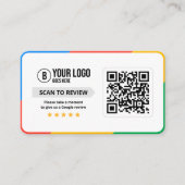 Carte De Visite Code QR de critiques Google Client Avis sur l'entr (Devant)