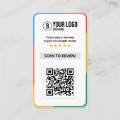 Carte De Visite Code QR de critiques Google Client Avis sur l'entr (Devant)