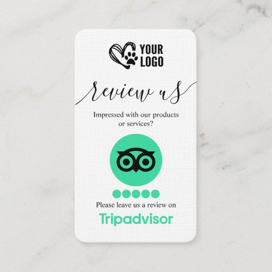 Carte De Visite Code QR de demande d'avis TripAdvisor pour le toil (Devant)