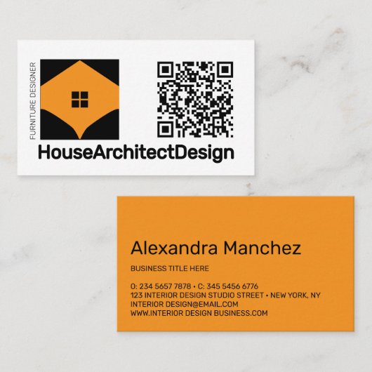 Carte De Visite Code QR de design d'intérieur Architect (Devant / Derrière)