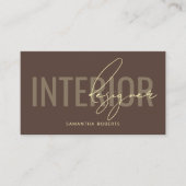 Carte De Visite Code QR de designer d'intérieur moderne marron (Devant)