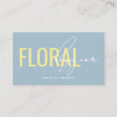 Carte De Visite Code QR de designer floral moderne bleu jaune (Devant)