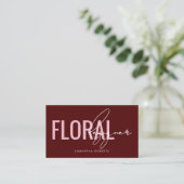Carte De Visite Code QR de designer floral moderne rouge (Debout devant)