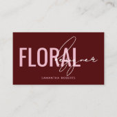 Carte De Visite Code QR de designer floral moderne rouge (Devant)