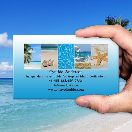 Carte De Visite Code QR de destination tropicale Agent de voyages