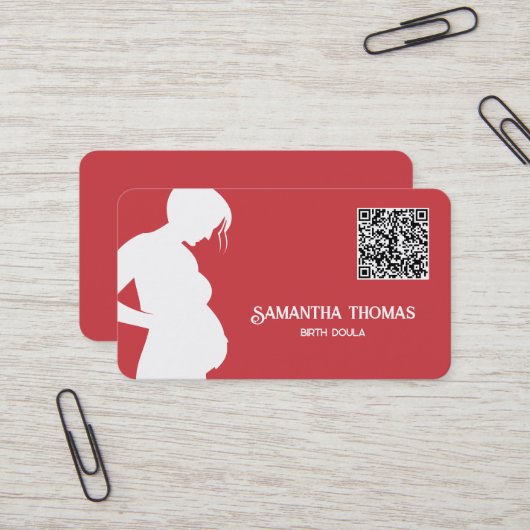 Carte De Visite Code QR de Doula Midwoman (Devant/Arrière en situation)