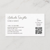 Carte De Visite Code QR de fabricant de bougies Rose & Tan Scribbl (Dos)