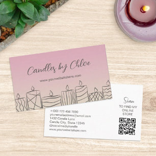 Carte De Visite Code QR de fabricant de bougies Rose & Tan Scribbl